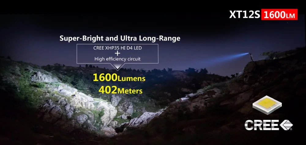 Zc1  XT12S Tactical LED Flashlight 1600 Lumen LED Torch with USB Charge 3600mAh 18650 Battery for Hunting