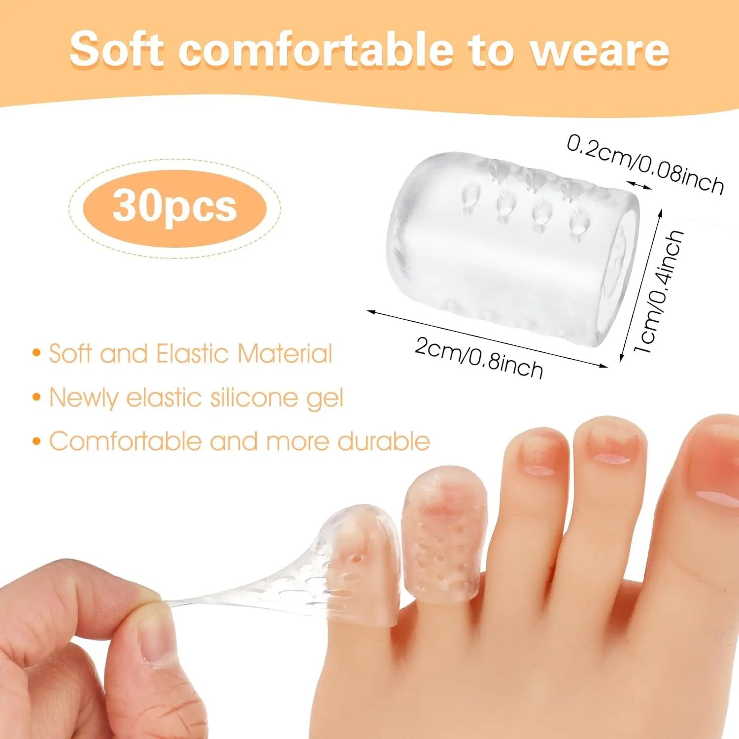 20pcs Toe Protectors Silicone Gel Caps for Corns Calluses Blisters Pain Relief, Soft Toe Sleeves Cushions