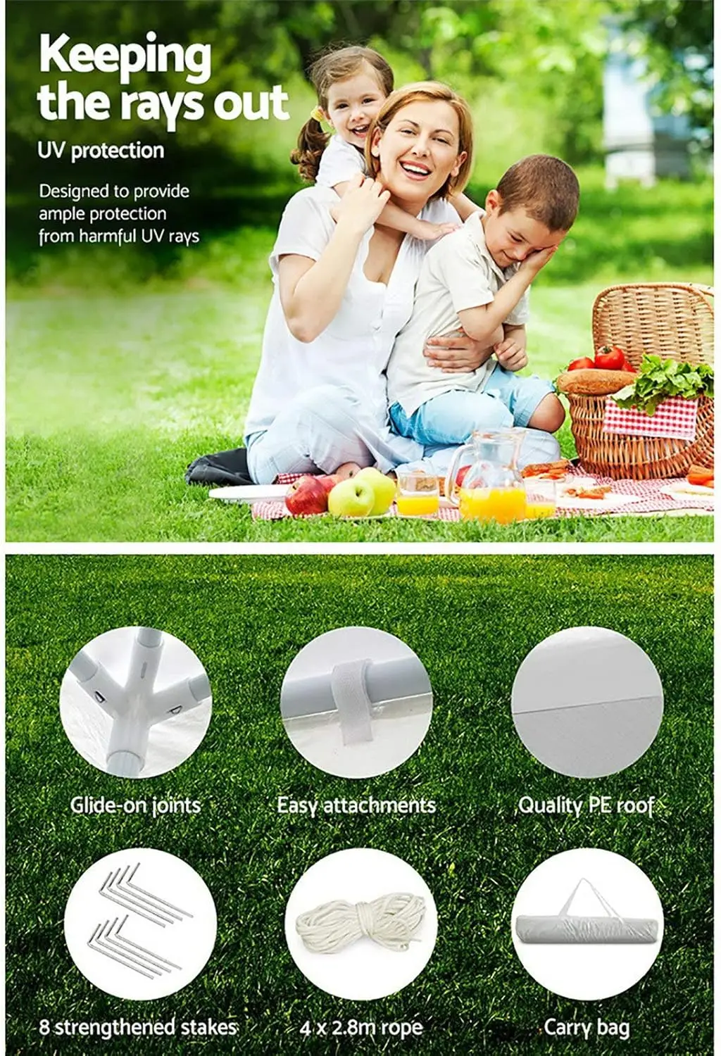 3x3 سرادق أكشاك، خيمة التخييم الزفاف أكشاك حديقة سقيفة في الهواء الطلق حزب المظلة فناء Carport سيارة، الأبيض حقيبة حمل المياه Resis