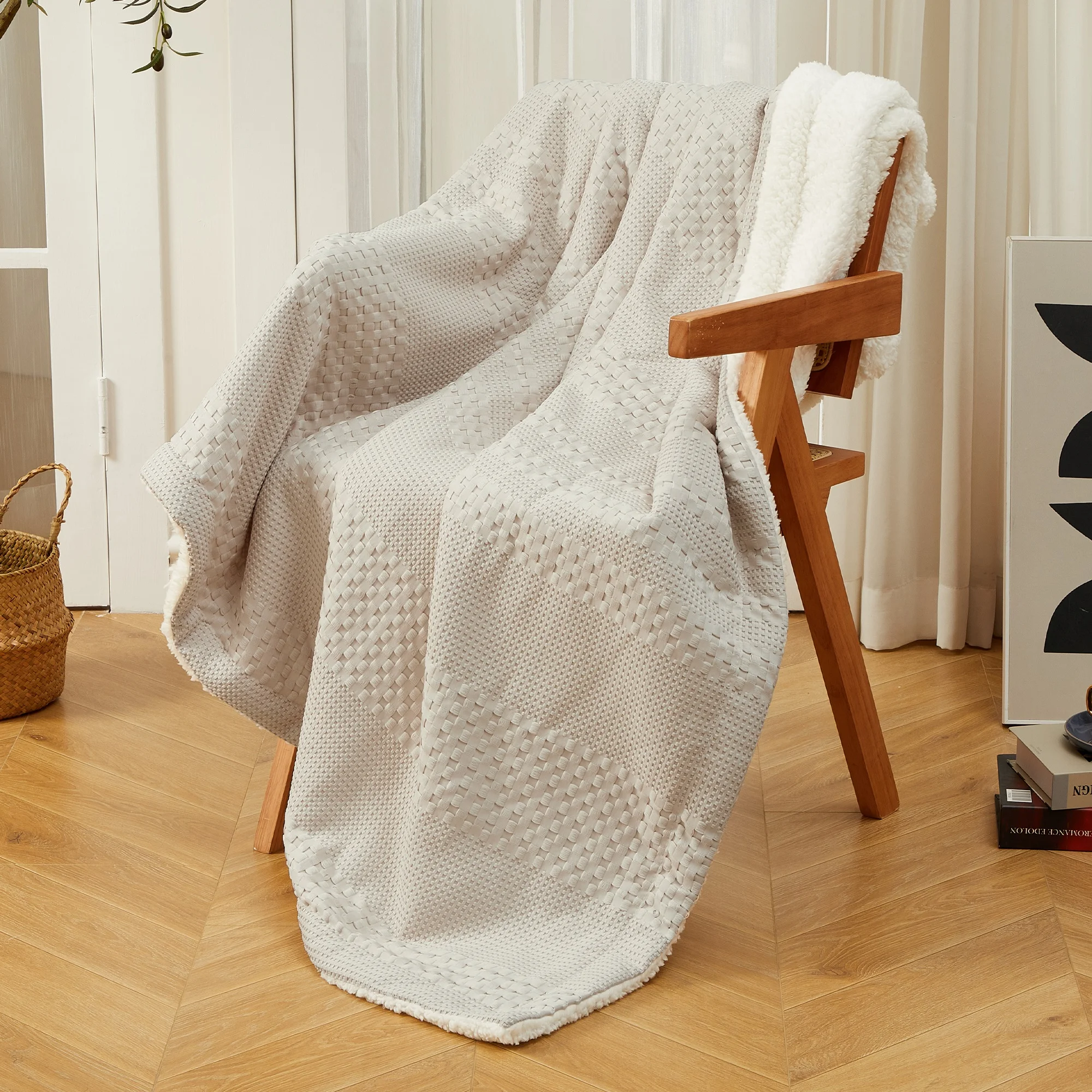 Heated Electric Throw Blanket – 6 Heat Levels, Waffle Weave with Sherpa, 4H Auto-Off, Machine Washable – Soft & Warm for Couch, Bed, Office – 50X60 Inches