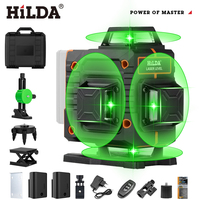 HILDA 16 Lines 4D Ultra Strong Green Laser Level with Battery Display Self Leveling 360 Horizontal and Vertical Cross Men Gift