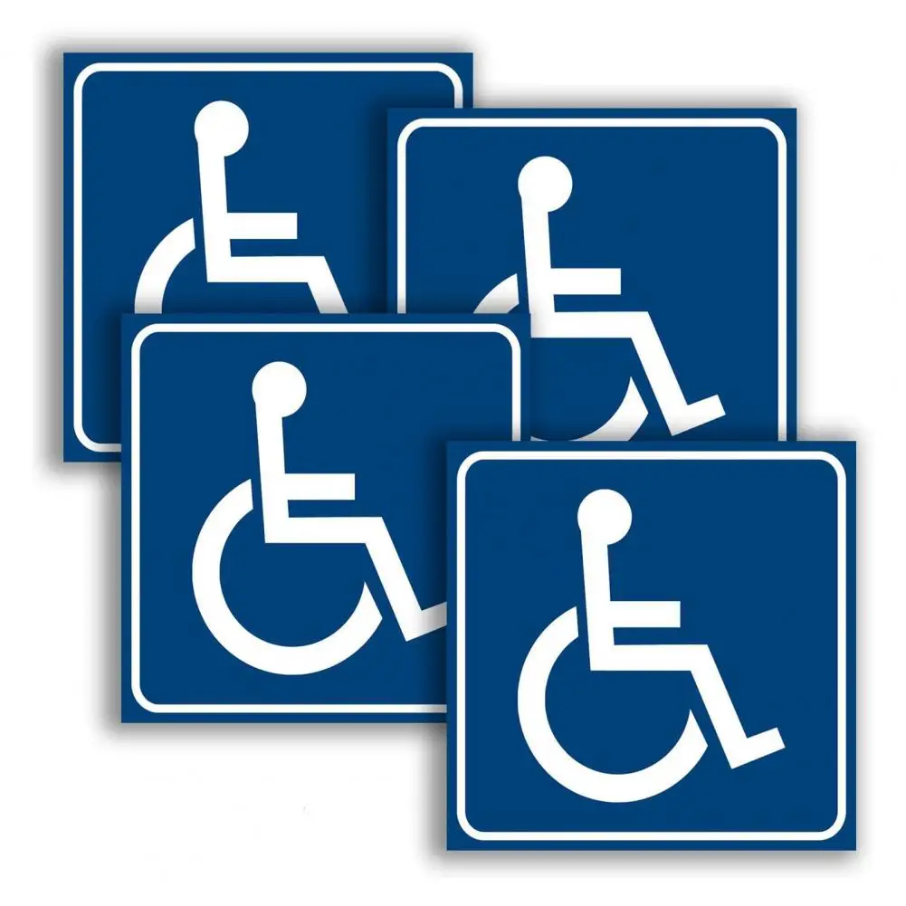 4 Sheets Disability Stickers Waterproof Scratch Resistant Clear Content UV Resistant Disabled Wheelchair Sign Stickers