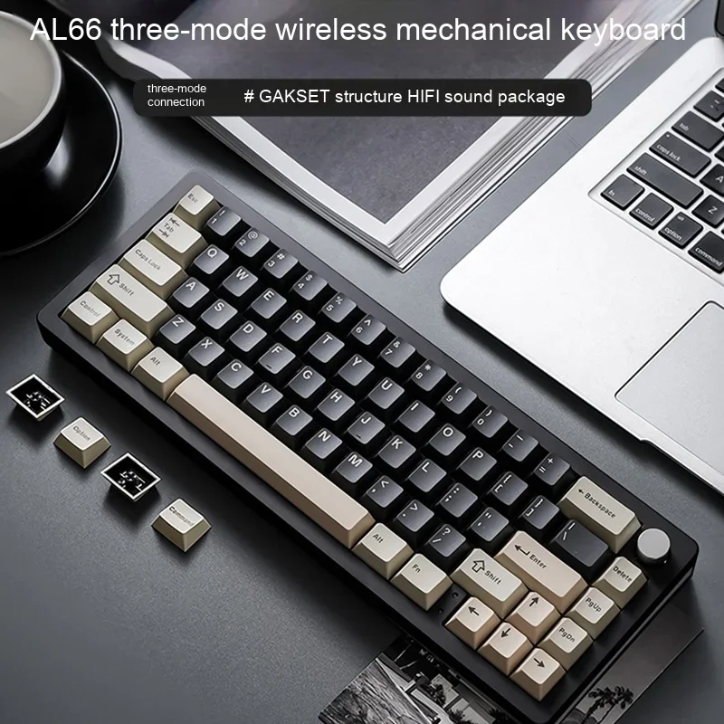 Key Set Universe Al66 Aluminum Turd Three-Mode Gasket Bluetooth Mechanical Keyboard Hot Plug Custom Gaming Esports Gamer Gift