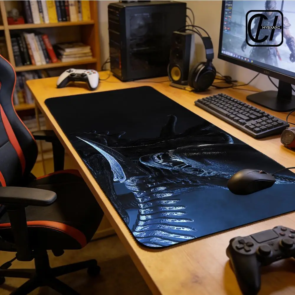 Predator Warrior Pattern Alien Mouse Pad XXL Mouse Pad Large Non-Slip Lock Edge Keyboard Pad Anti-Slip Gaming Desk Mat Office