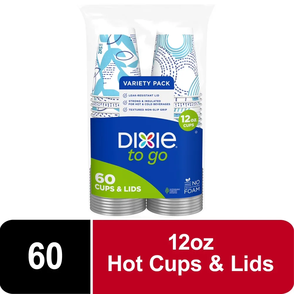 Disposable Paper Cups 12 oz 60 Pack Multi Color To Go Hot Cold Drink Cups for Party Travel Picnic Coffee Tea Takeaway
