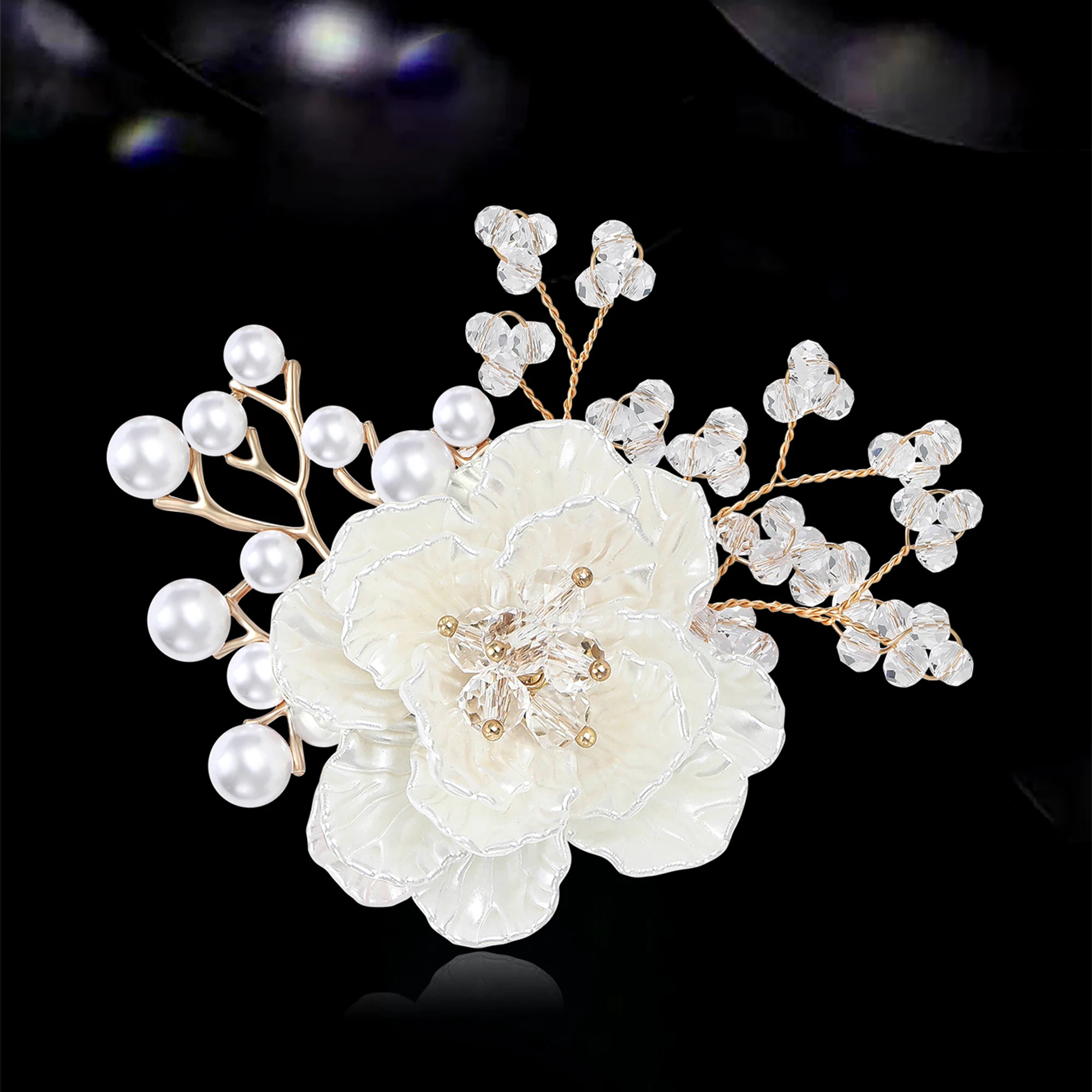 Hand Woven Resin Flower Brooches for Women Pearl Plant Pins Event Party Funny Luxury Backpack Decoration Clothes Accessories