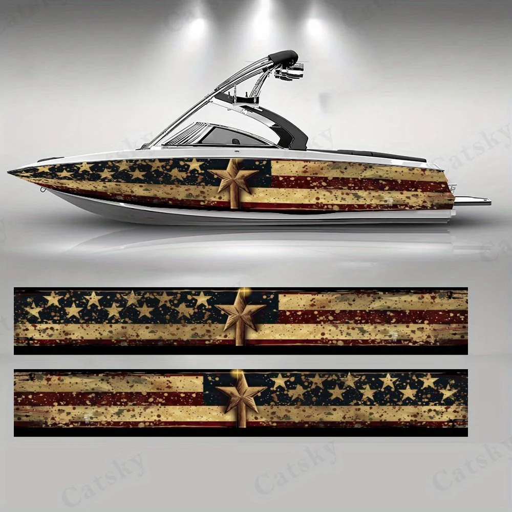 Vintage Stars and Stripes  Boat sticker vinyl ship pontoon deck Boat fishing decorative pontoon boats decal