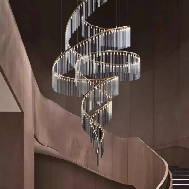Modern Villa Duplex Living Room Spiral Staircase Light With Elevated Atmosphere Ribbon Restaurant Designer Lighting Fixtures
