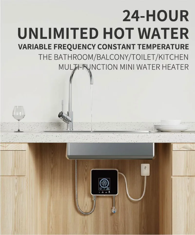 

Мгновенный электрический водонагреватель 3000 Вт-5500 Вт бытовой мини-безрезервуарный водонагреватель с ЖК-дисплеем для душа, ванной комнаты, кухни