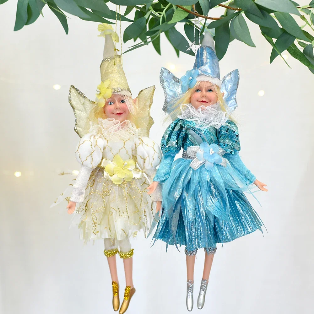 4 Pieces Girl Fairy Christmas Tree Decoration Elf Home Decoration Handmade Doll Angel Hanging Baubles Wings