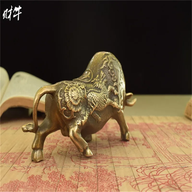 China Brass Statue  Fortune Cow Copper Statue image 6