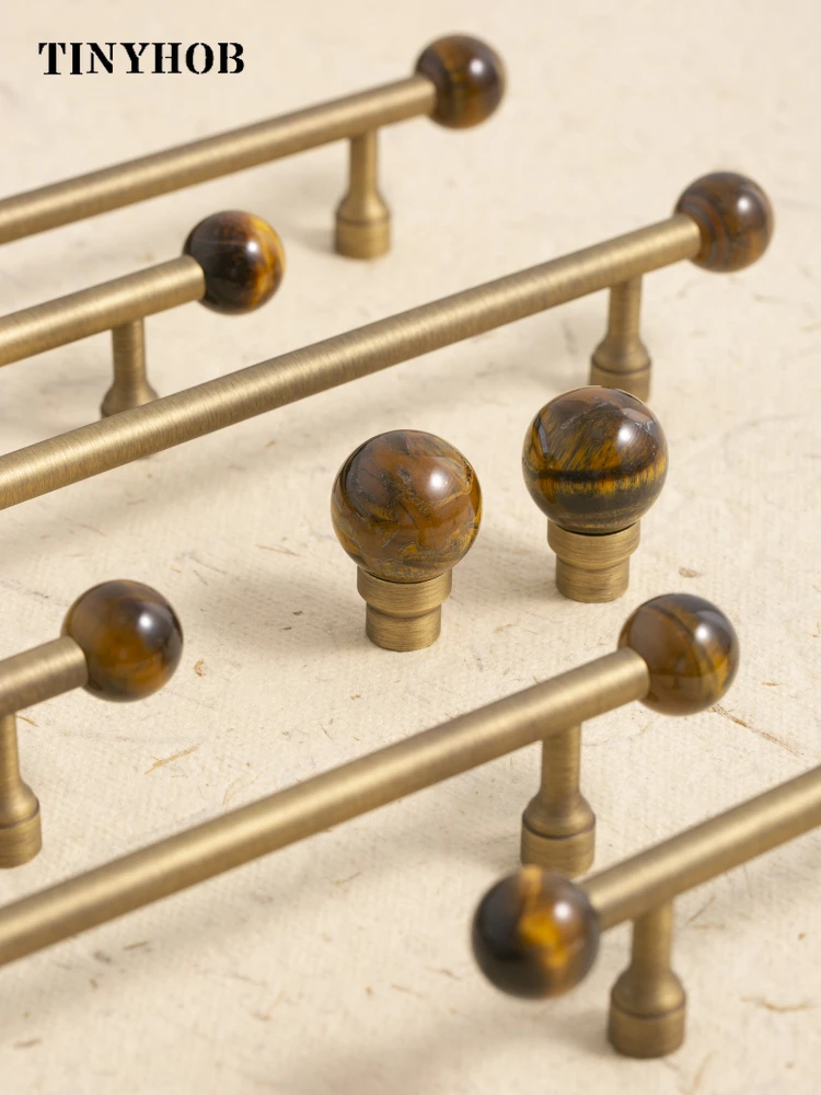 Natural Stone + Brass Furniture Handles Nordic Simple Pulls Cupboard Wardrobe Dresser Shoe Box Drawer Wine Bar Cabinet Knob