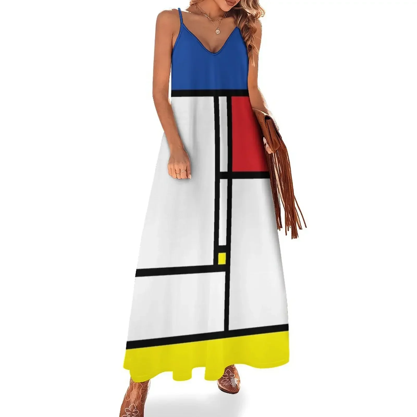 

Mondrian Minimalist De Stijl Modern Art  fatfatin Sleeveless Dress long dresses for women Woman dresses Dress