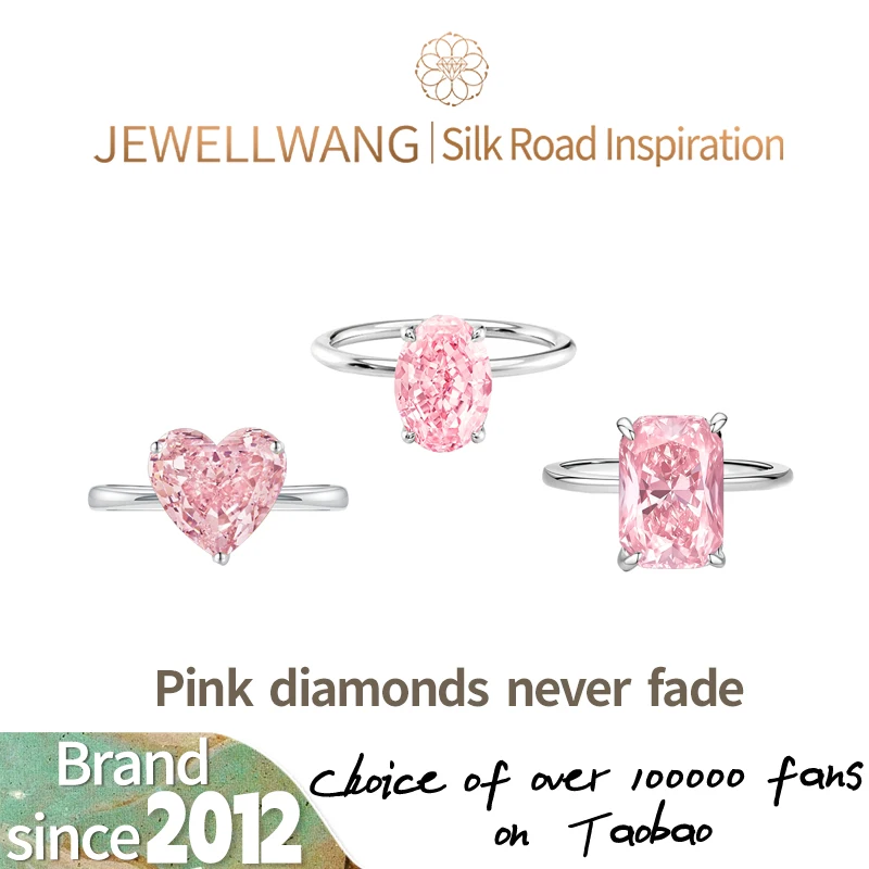 JEWELLWANG CherryDai – bague de fiançailles personnalisée en diamant rose cultivé en laboratoire, ovale, cœur rayonnant, scintillant, bijoux de mariée fins personnalisés