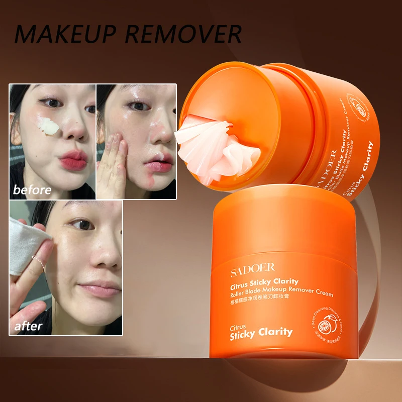 Barra desmaquillante de cítricos, bálsamo de maquillaje Facial, labio, ojos, gran capacidad, sacapuntas suave, bálsamo de limpieza Facial, crema para el cuidado de la piel