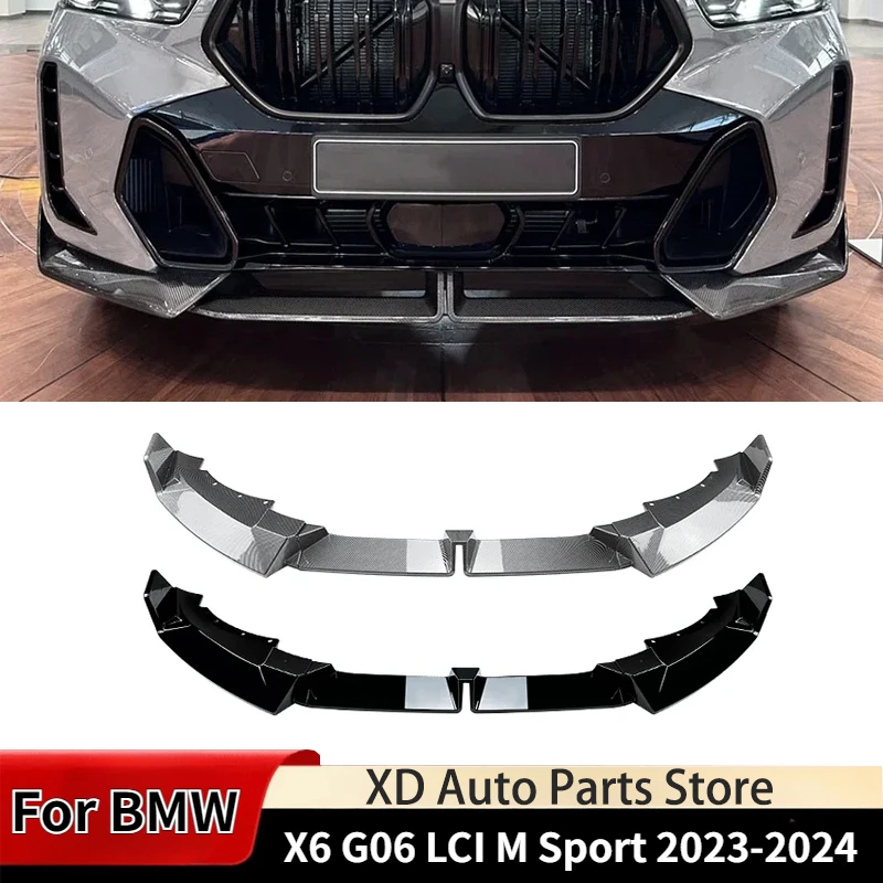 For BMW X6 G06 LCI M Sport 2023-2024 Car Front Bumper Lip Spoiler Splitter Diffuser Exterior Decoration By ABS Body Kits Tuning