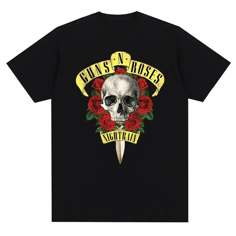 Maglietta con stampa grafica Guns N Roses Maglietta vintage Rock Band Streetwear Maglietta girocollo moda manica corta Maglietta da donna in cotone