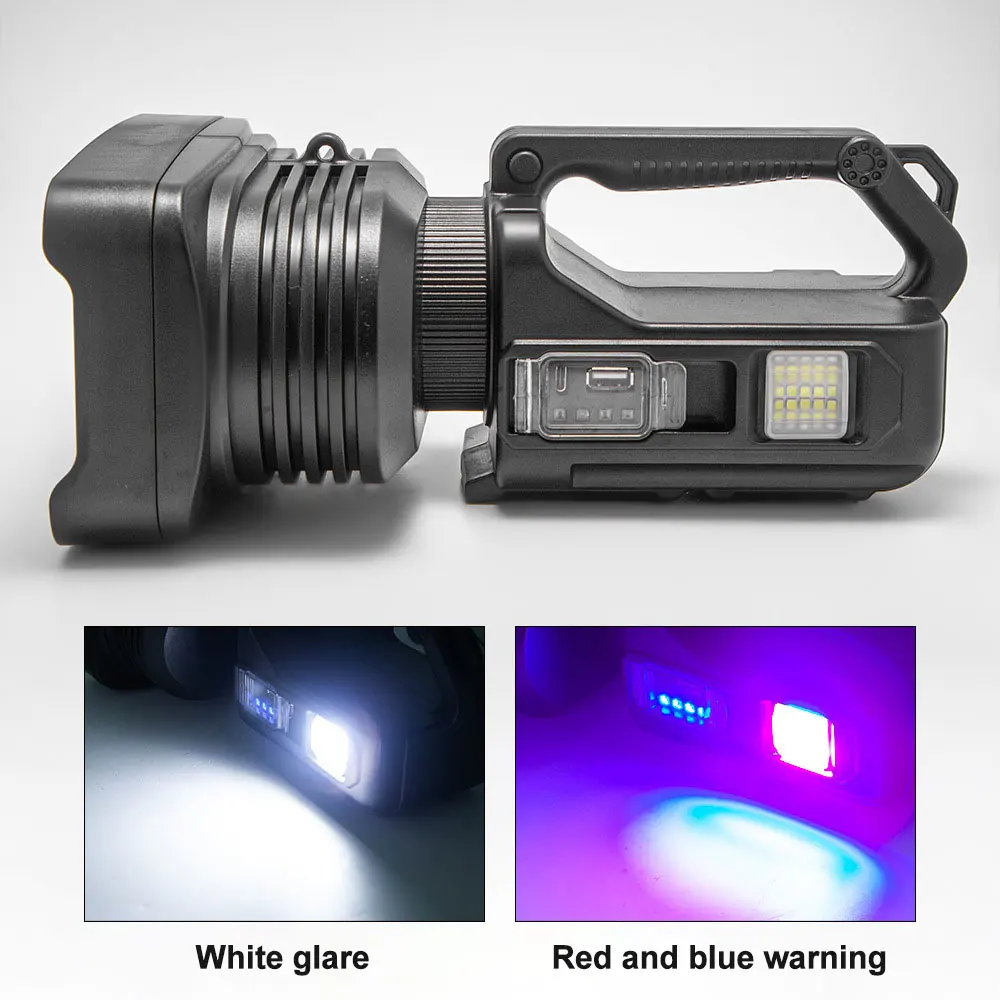 Portable High Power P50 Searchlight USB Charging Dual Lamp Spotlight Patrol Flashlight Built-in 7200 mAh Power Bank Torch