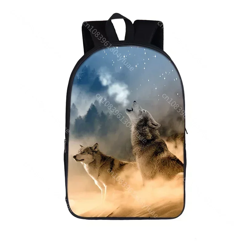 13/16 inch Cool Wolf Backpack Women Men Schoolbag Teenager Boys Girls Backpack Children School Bag Hip Hop Bagpack Laptop Bag
