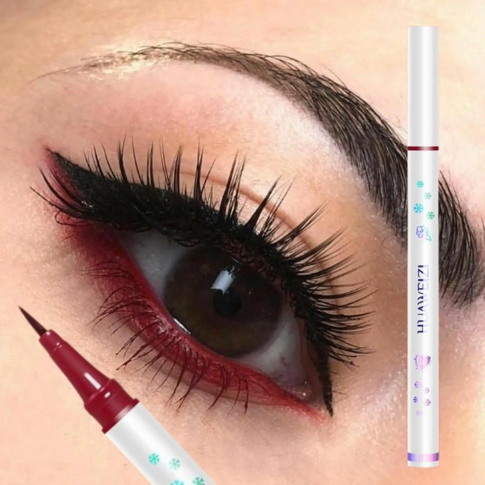 Lápiz Delineador de ojos rojo mate, maquillaje de ojos de larga duración, delineador de ojos líquido, lápiz delineador de ojos resistente al agua, cosméticos para ojos, herramientas de maquillaje