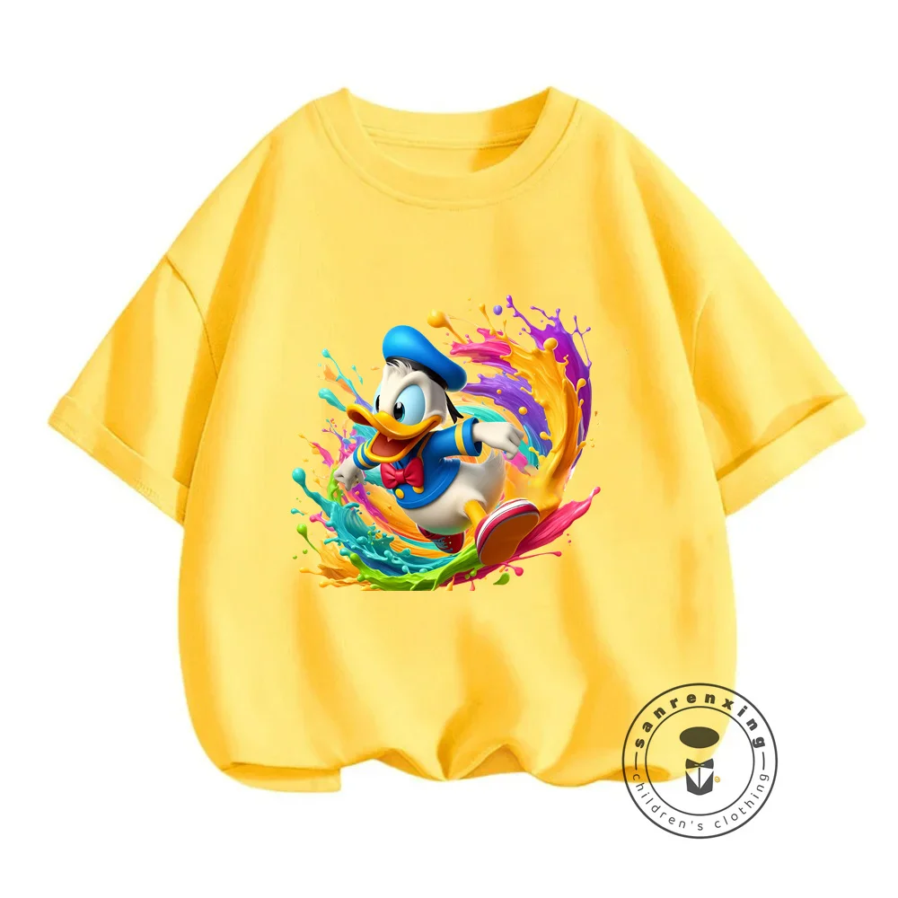 Fresh Disney Style Trendy Donald Duck T-Shirts for Summer Cool Cartoon Designs on Campus-Inspired Tops for Boys and Girls