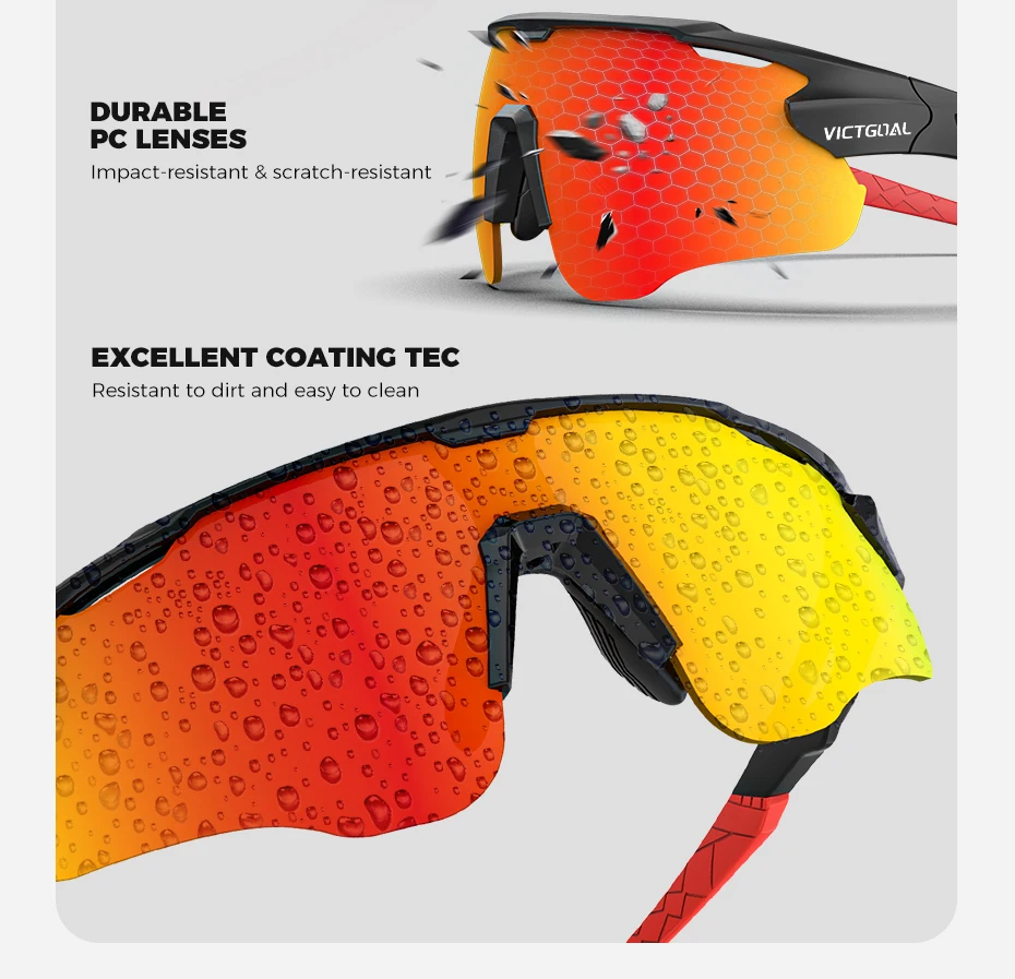 VICTGOAL Photochrome Fahrrad Sonnenbrille für Männer Frauen Sportbrille UV400 Schutz Fahrrad Brille MTB Rennrad Brille – Detail 7