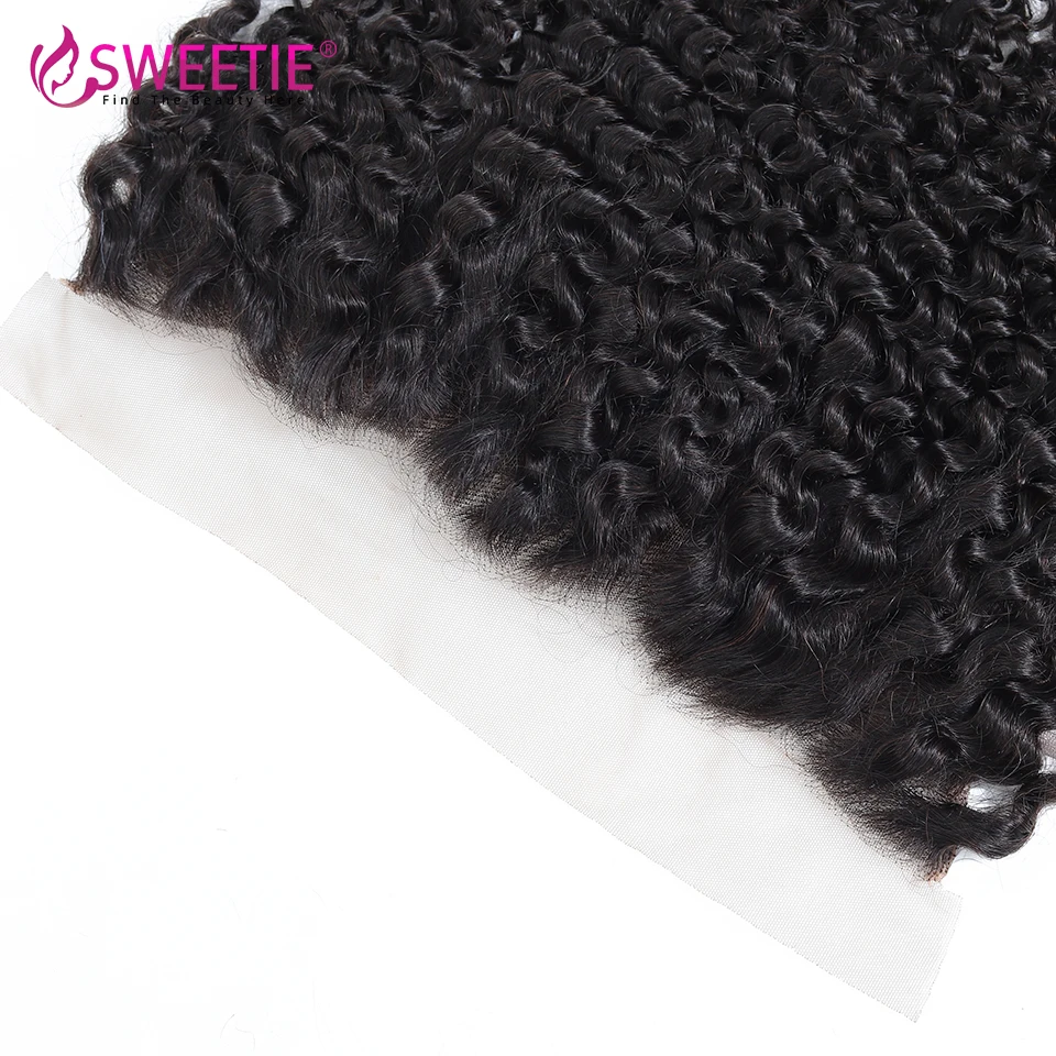 13x4 Kinky Curly Frontal Swiss 18 20 22inch Frontal Natural Color Remy Hair Extensions Brazilian Transparent Lace Hair Closure