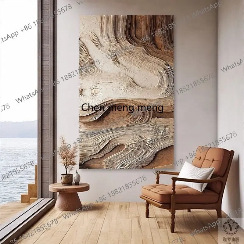 C139 Wabi-sabi wind entrance decorative painting villa aisle wood carving physical painting 3D three-dimensional relief painting