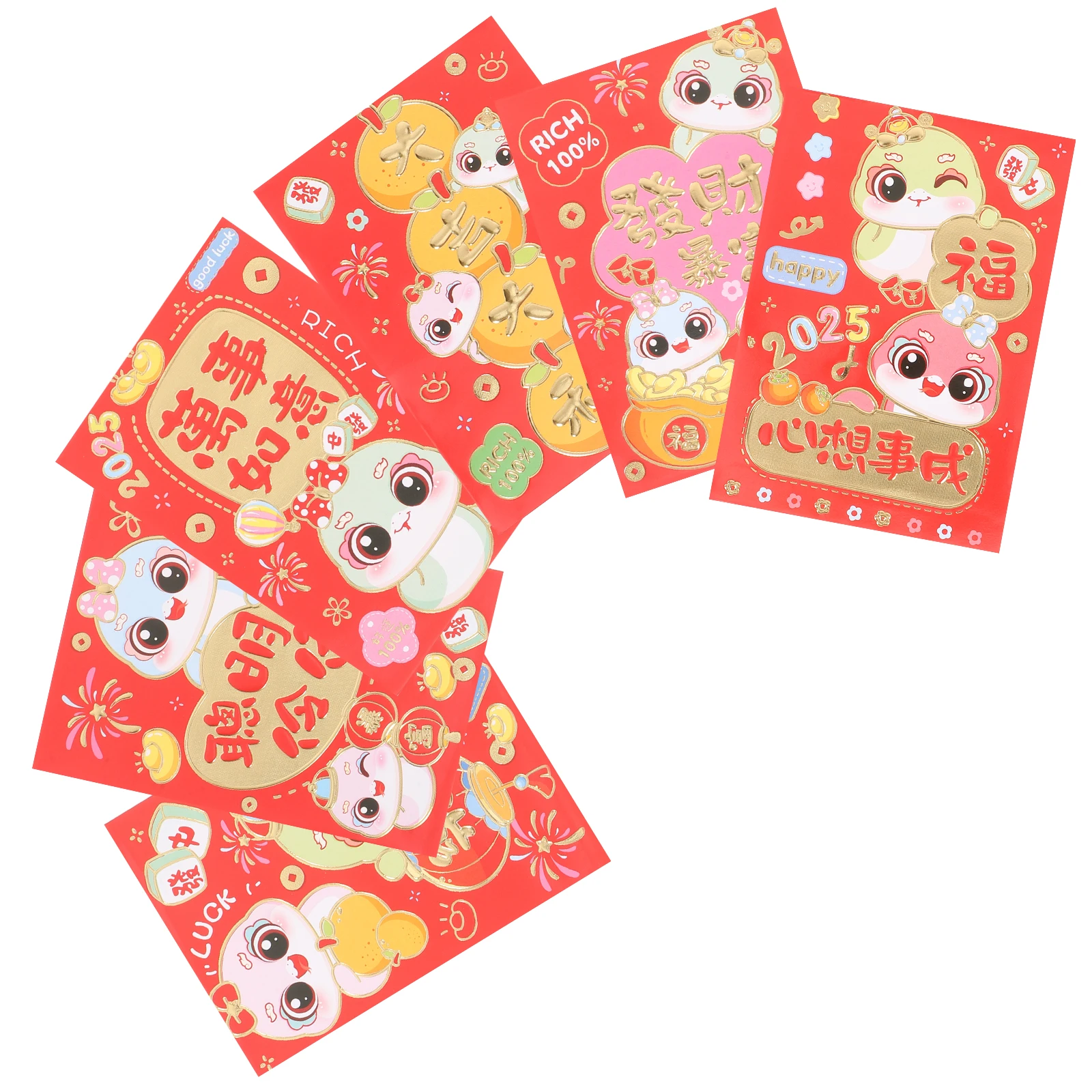 

60 Pcs Red Envelope Bags Chinese New Year Packets Lai Paper Envelopes Cartoon Design Money Containers Safe Material