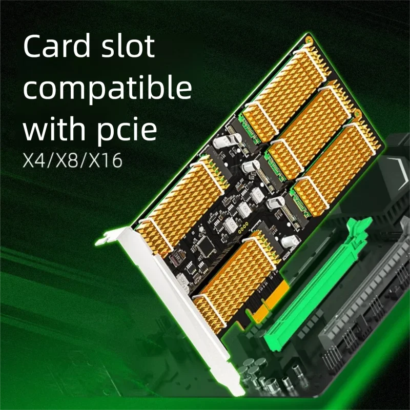 MAIWO PCI Express Card 5 Bay M2 SATA RAID 0/1/5 Adapter 2TB per SSD Compatible PCIe×4×8×16 Adapter Card for Windows/Linux/MAC OS