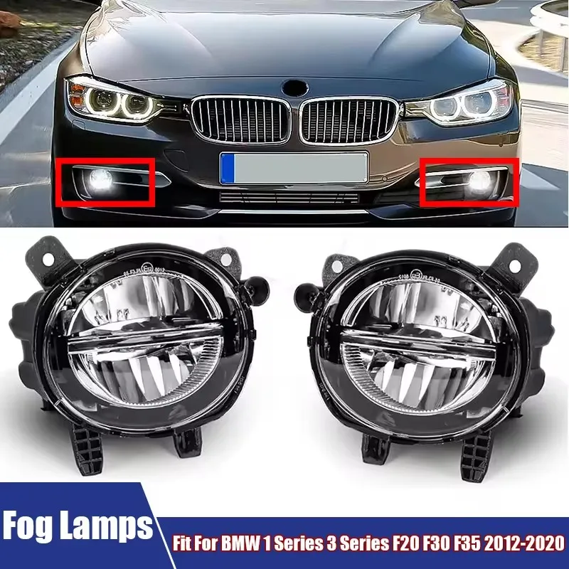 A Pair of Car LED Front Bumper Fog Lights Fit For BMW 1 Series 3 Series F20 F30 F35 2012-2020 Car Accessories Fog Light Assembly