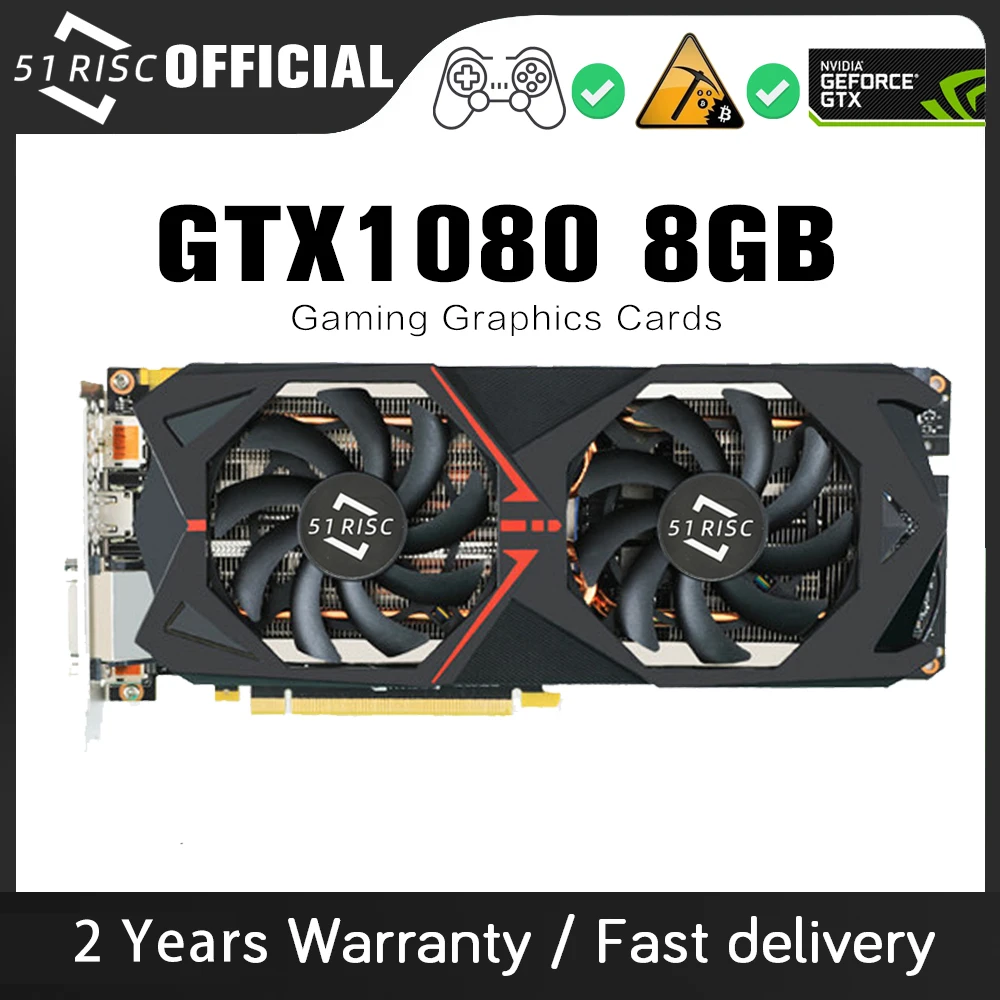 Sheli 51Risc GTX1080 8Gb Gaming Videokaart GTX1080 8Gb Grafische Kaarten Gpu Desktop Computer Game Kaart 1080Ti 1070