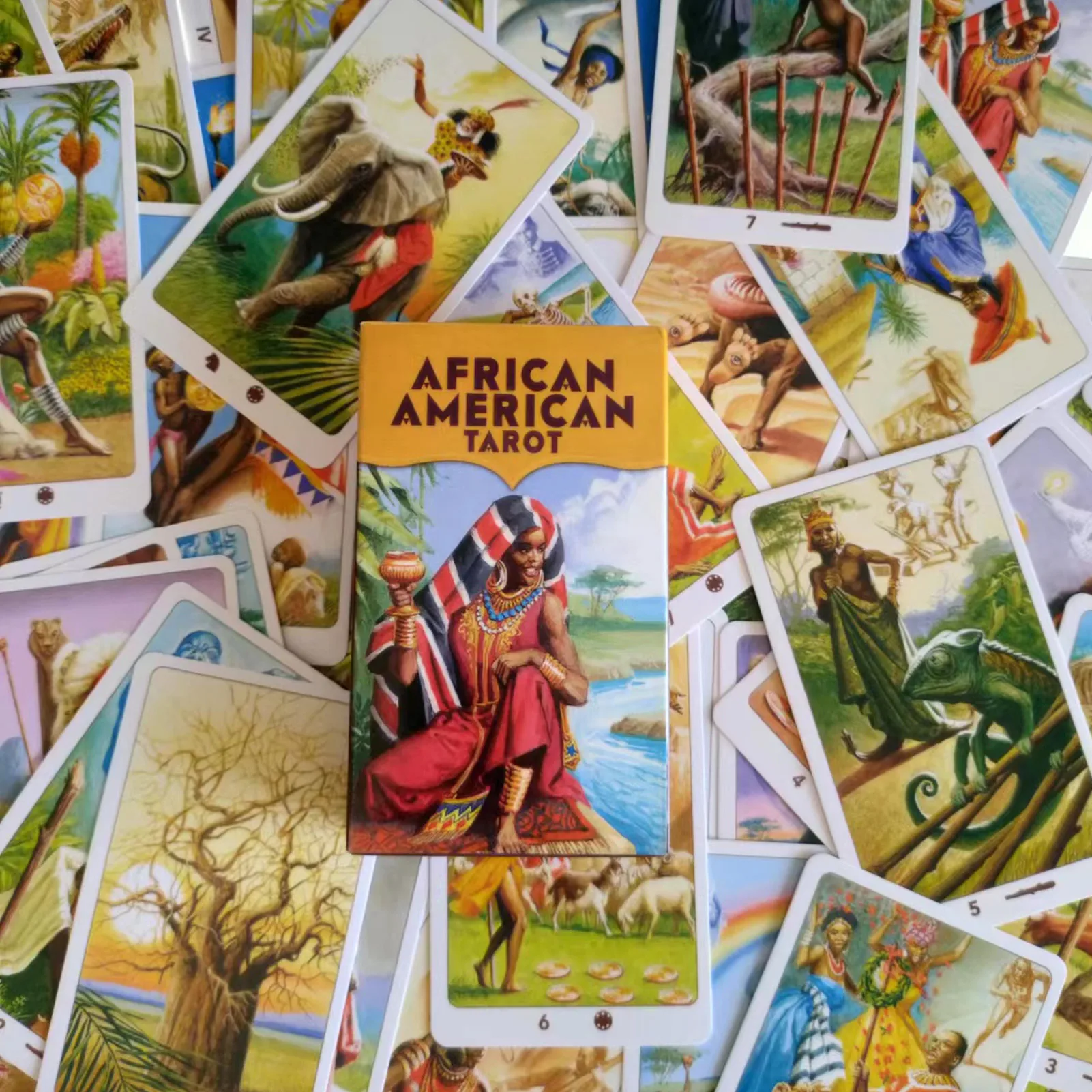 Cartas de Tarot afroamericanas, juego de mesa, cartas de Tarot en inglés, cartas de oráculo de Tarot, adivinación misteriosa