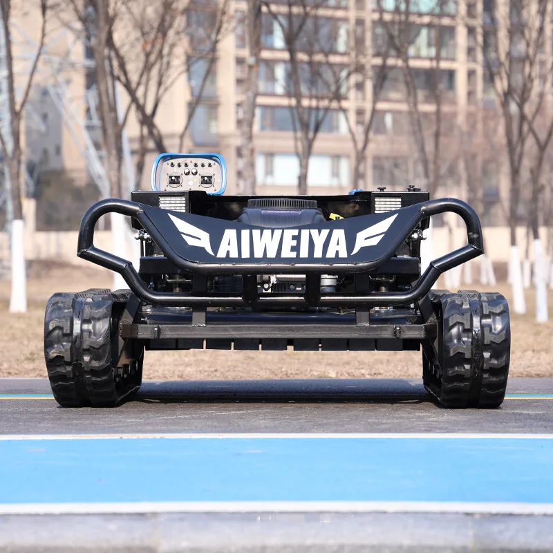 

Customized zero-rotation all-terrain remote-controlled lawn mower, tracked grass crusher, farm weeding equipment