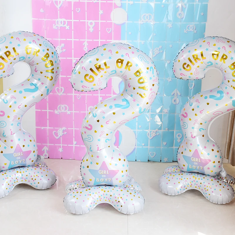 1pc Gender Reveal Question Mark Balloon Boy Or Girl Fringe Curtain Foil Ballon Stand For Birthday Baby Shower Party Decor Globos