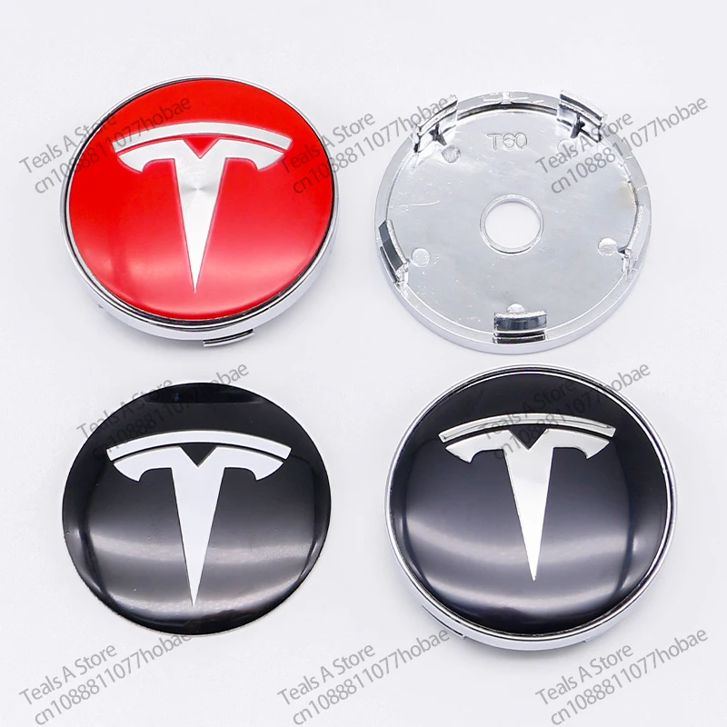 4 Uds 56mm tapa de cubo Tesla tapa central Logo pegatina de alta calidad para Tesla modelo 3 Y S X pegatina de coche personalizada accesorios de