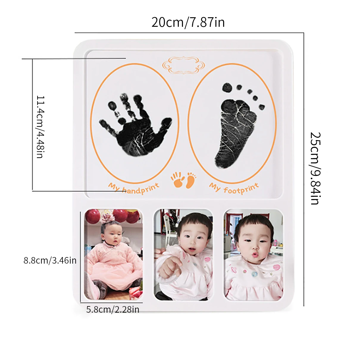 New baby one hundred days old hand and foot prints Baby gift hand and foot prints hand and foot prints picture frame souvenir