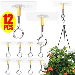 Metal Ceiling Hooks Wall Mounted Hanging Basket Hooks Plants Flower Pots Lanterns Hanging Holder for Outdoor Garden Decor Tool