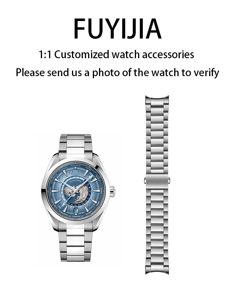 FUYIJIA Men Custom SEAMASTER 150M 220 Original Watchbands 16MM 20MM 21MM Watch Chain 316L Stainless Steel Butterfly Buckle Strap