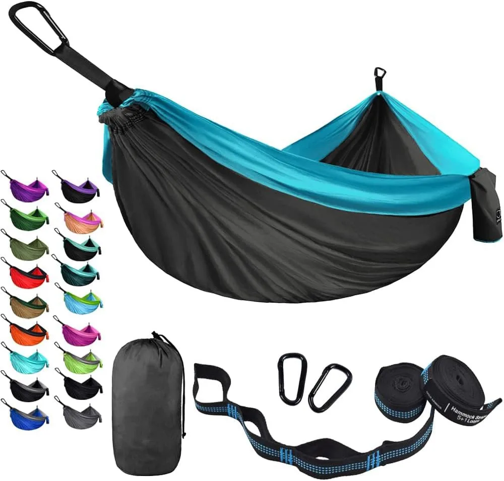 High Quality Nylon Camping Hiking Backpacking Single And Double Parachute Camping Hammock 200kg Load-bearing Capacity Suitable F