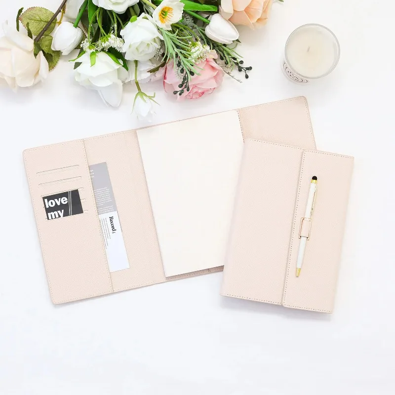 A5 Tri Fold Notebook Fresh Macaron Color With Pen Style Notepad Pen Set Journal