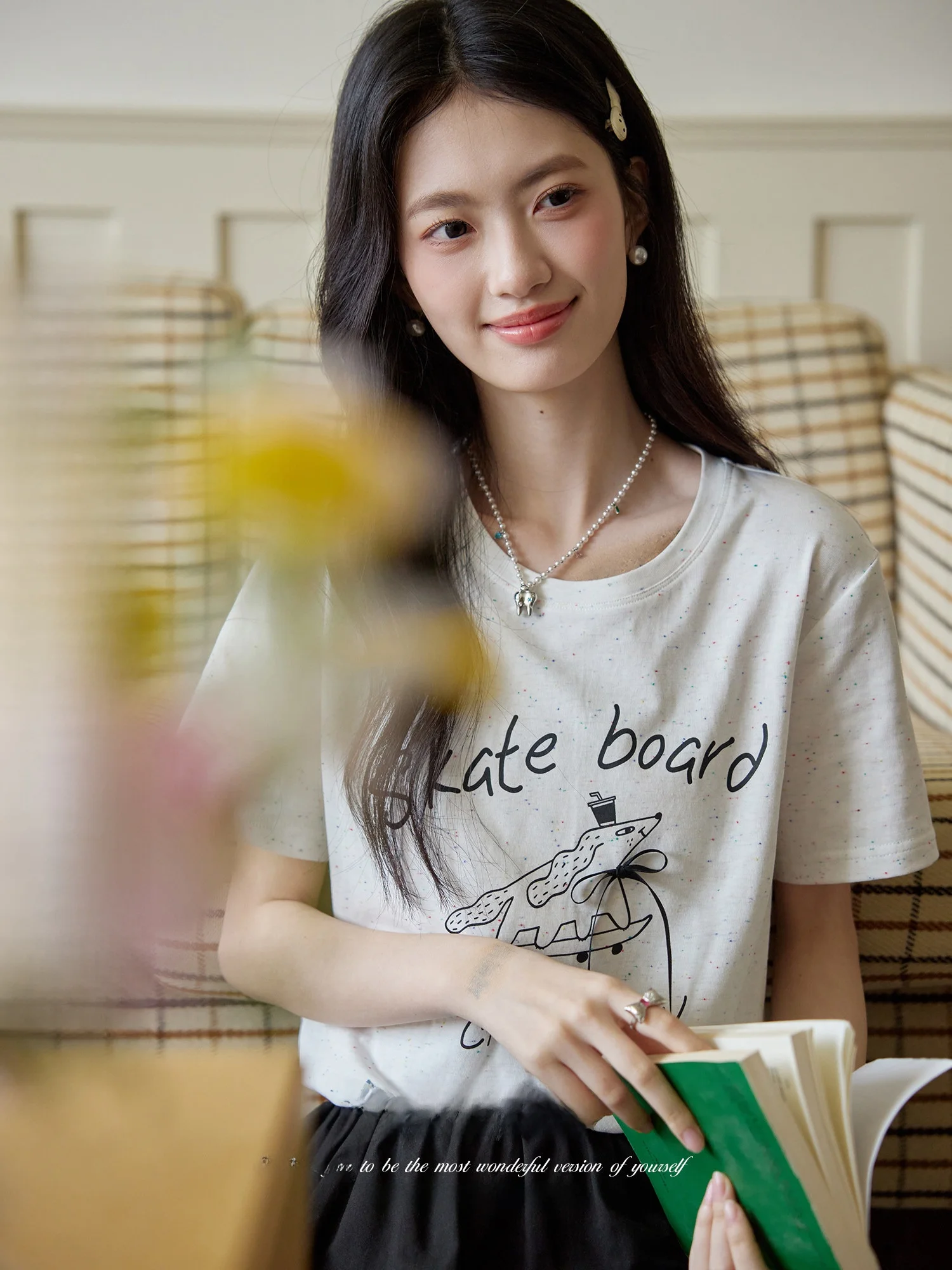 

Белая летняя футболка ORWhite с принтом американских петушиных цветов и собачек, универсальная, из смесового хлопка, с коротким рукавом