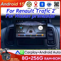 Android 15 For Renault Trafic 2 For Opel Vivaro A For Nissan primastar 2006 - 2014 Car Radio Navigation Screen Carplay No 2din