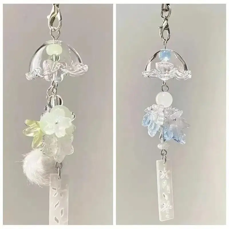 1 Stück transparente Quallenblume Ginkgo Hängeanhänger Windspiel Bastelartikel mit inspirierendem Anhänger für Handy- und Rucksackdekoration – Detail 12