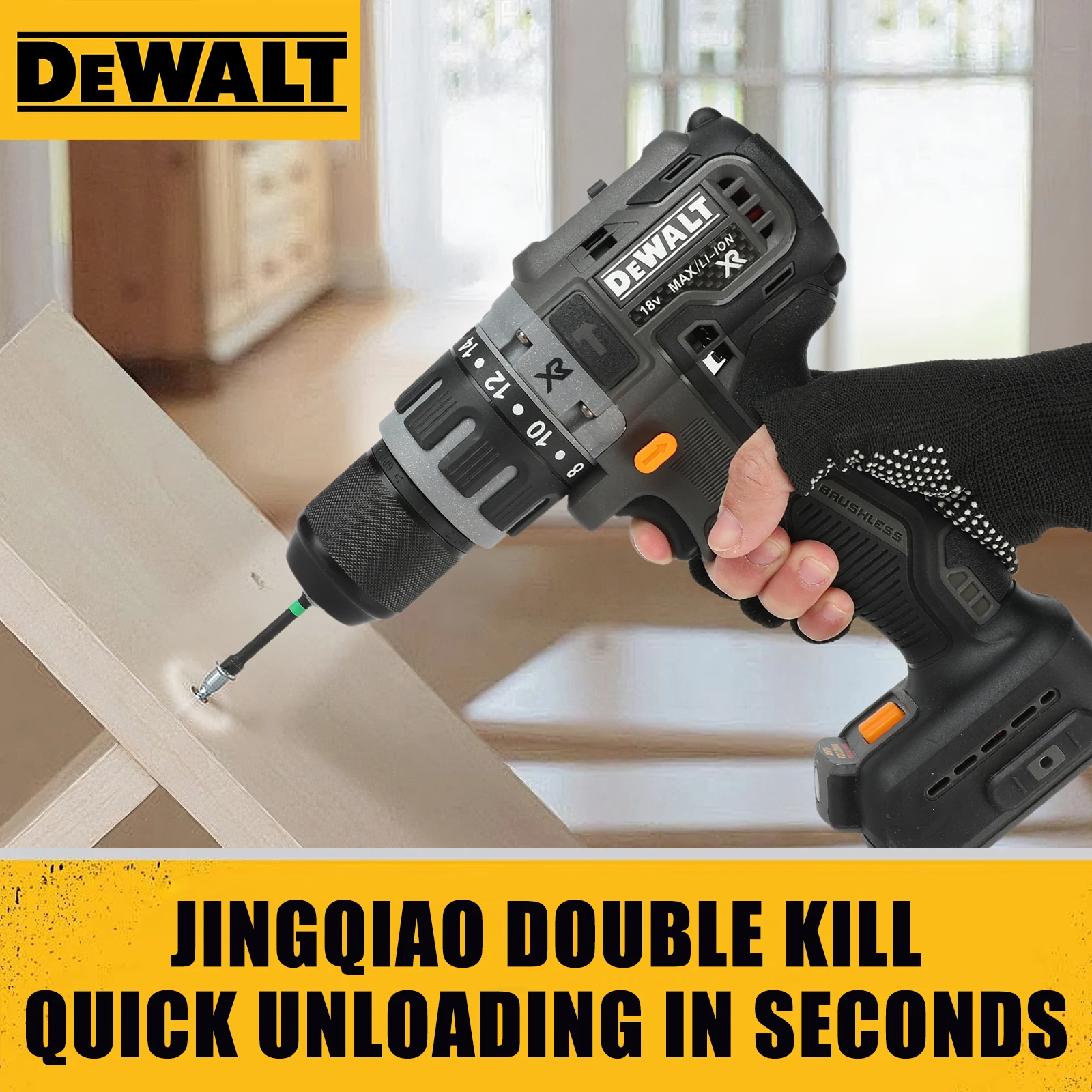 Obeng Listrik Multifungsi Tanpa Kabel DEWALT 85m 20V Brushless, Dapat Diisi Ulang, Bor Tangan, Bor Palu