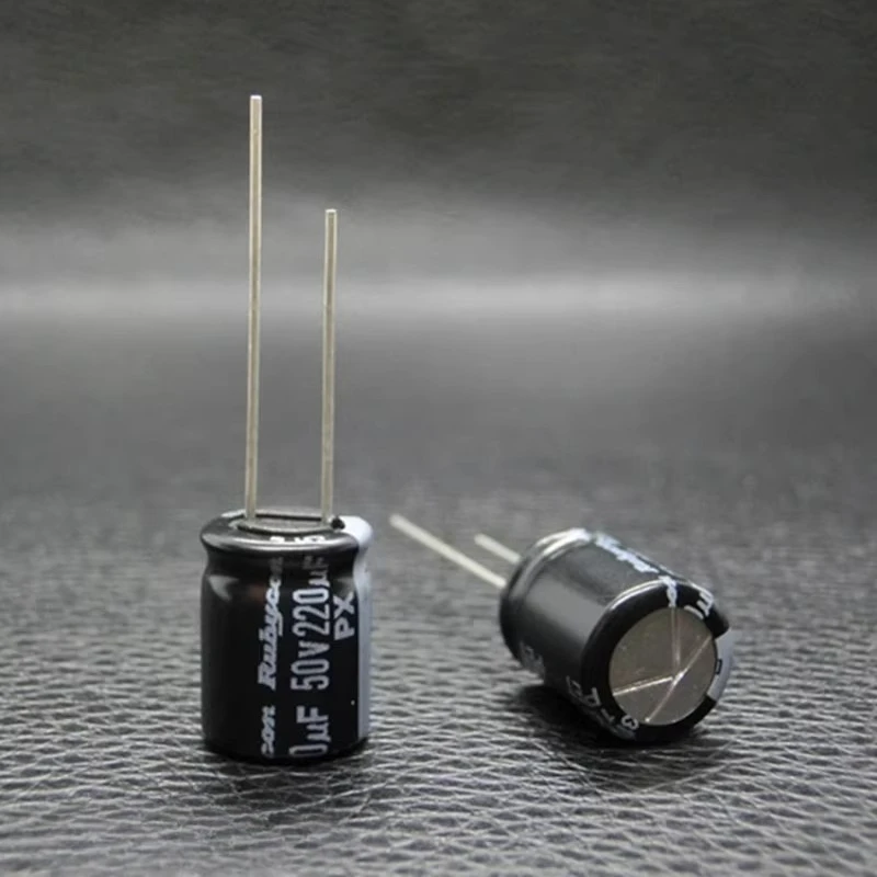 （5pcs）Rubycon PX 50v220uF Through Hole Fixed Capacitor 10*12.5mm 220UF50V Aluminum Electrolytic Capacitor