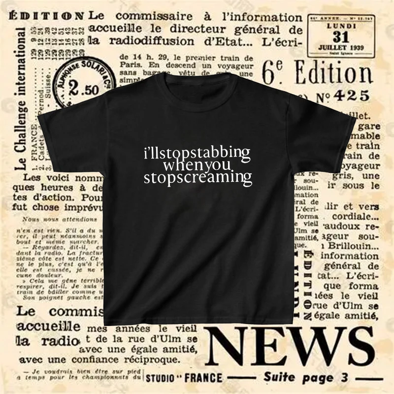 

Fashion Crew Neck Short Sleeve Crop Top Gothic Creative Letter Pattern Printing T-Shirt Y2K High Street Harajuku Punk Women Tees