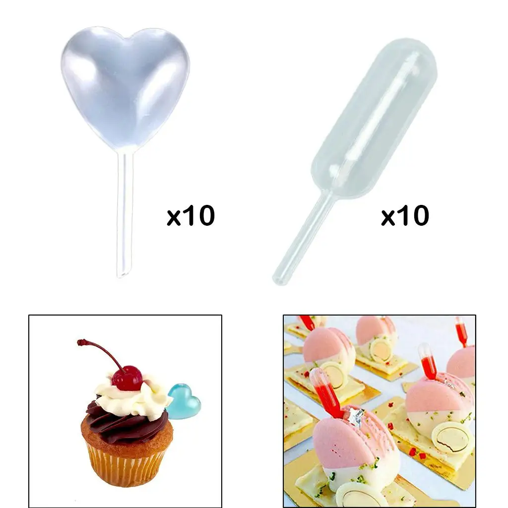 Mini pipetas de plástico para magdalenas, infusor líquido para decoración de mermelada y fresas