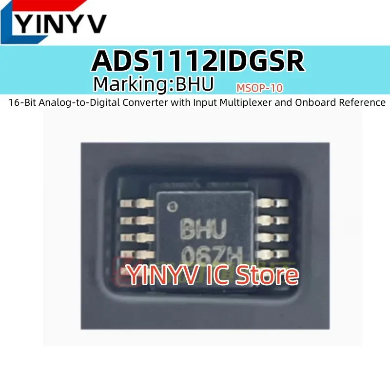 5Pcs ADS1112IDGSR BHU ADS1112IDGST ADS1112 16-Bit Analog-to-Digital Converter with Input Multiplexer and Onboard Reference new