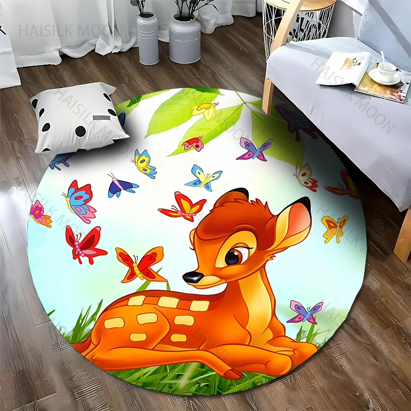 Disney Bambi Fawn Round Rug,Carpets for Living Room Chair Decoration,Children's Play Crawling Soft Non-slip Floor Mat